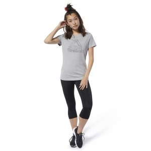 Reebok Graphic Series Crew T Shirt Damen - Grau - DE 875-BVH